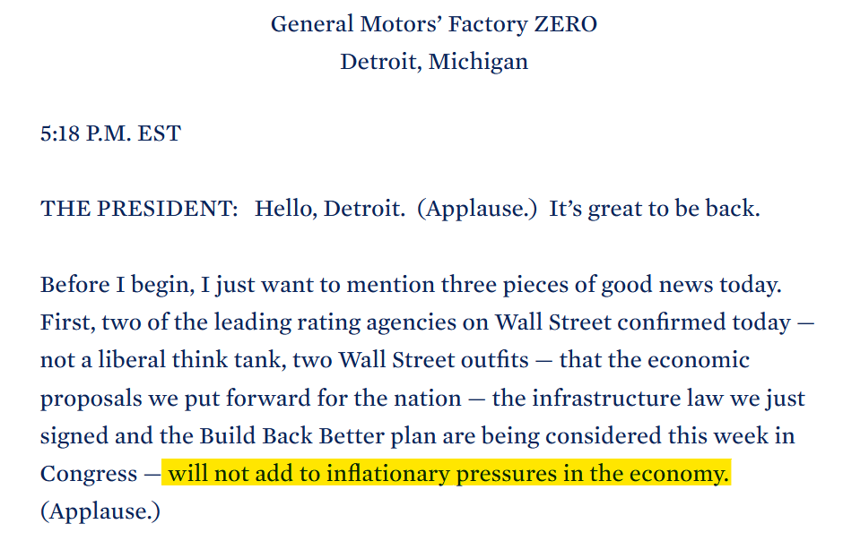 Biden speech starts with reference to inflation