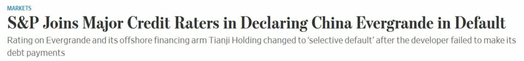 China evergrande default headline