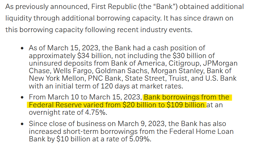 First Republic Bank discount window  borrowing